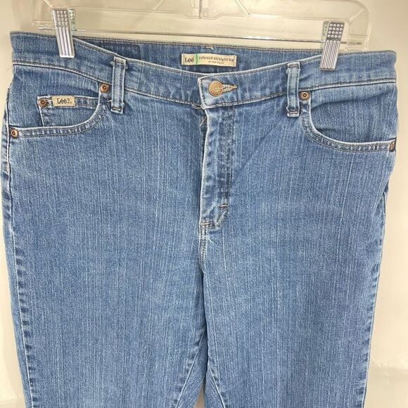 Lee Womens Relaxed Straight Leg Jeans Denim Cotton Stretch Blue Size 12 Short - Picture 8 of 11